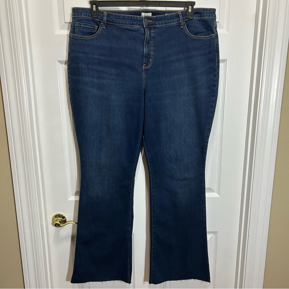 Wonderly Deep Blue High Rise Flare Jeans